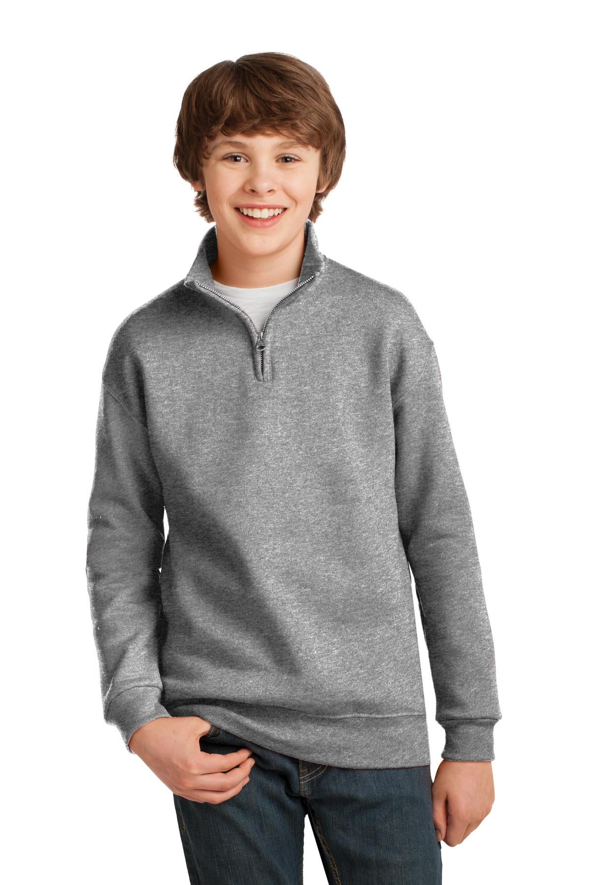Jerzees Big Boys QuarterZip Cadet Collar Pullover Sweatshirt