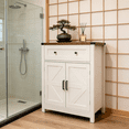thumbnail image 2 of Mintazer Farmhouse Bathroom Storage Cabinet with Barn Doors & Drawer, Rustic Accent Cabinet for Bathroom Kitchen, White, 2 of 14