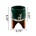 thumbnail image 4 of Flora Bunda 6.75" Ceramic Christmas Planter on wood Stand Light Blue, 4 of 5