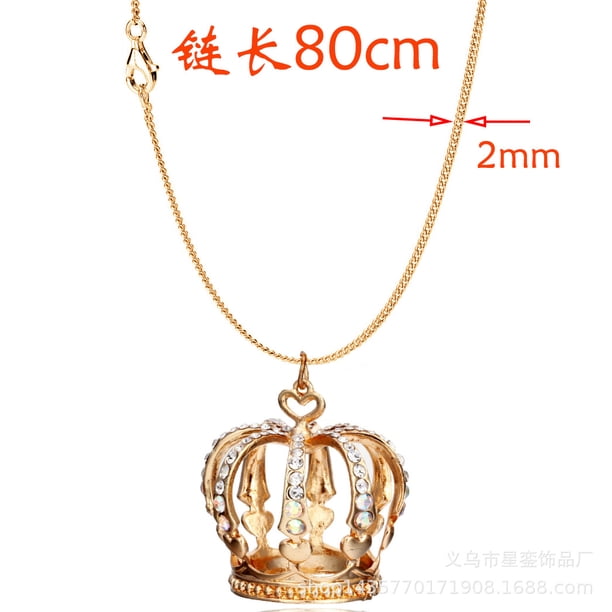 Cadena de suéter con colgante de corona de taladro completo de mina terrestre de gran tamaño de 80 cm Accesorios de ropa Cadena de suéter con corona de metal de estilo exagerado