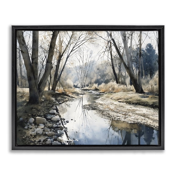 Stupell Industries Serene Reflections at Autumn Creek Black Framed Floater Canvas Wall Art, design by Franklyn Gregory