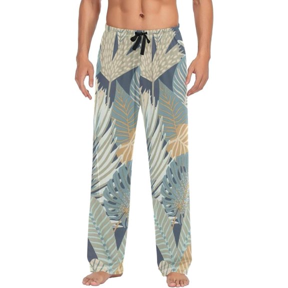 Tropical Palm Leaves Ghost Pajama Pants, Men's Lounge Pants Light with Drawstring and Pockets, Christmas New Year Birthday Father's Day Gifts, X-Large