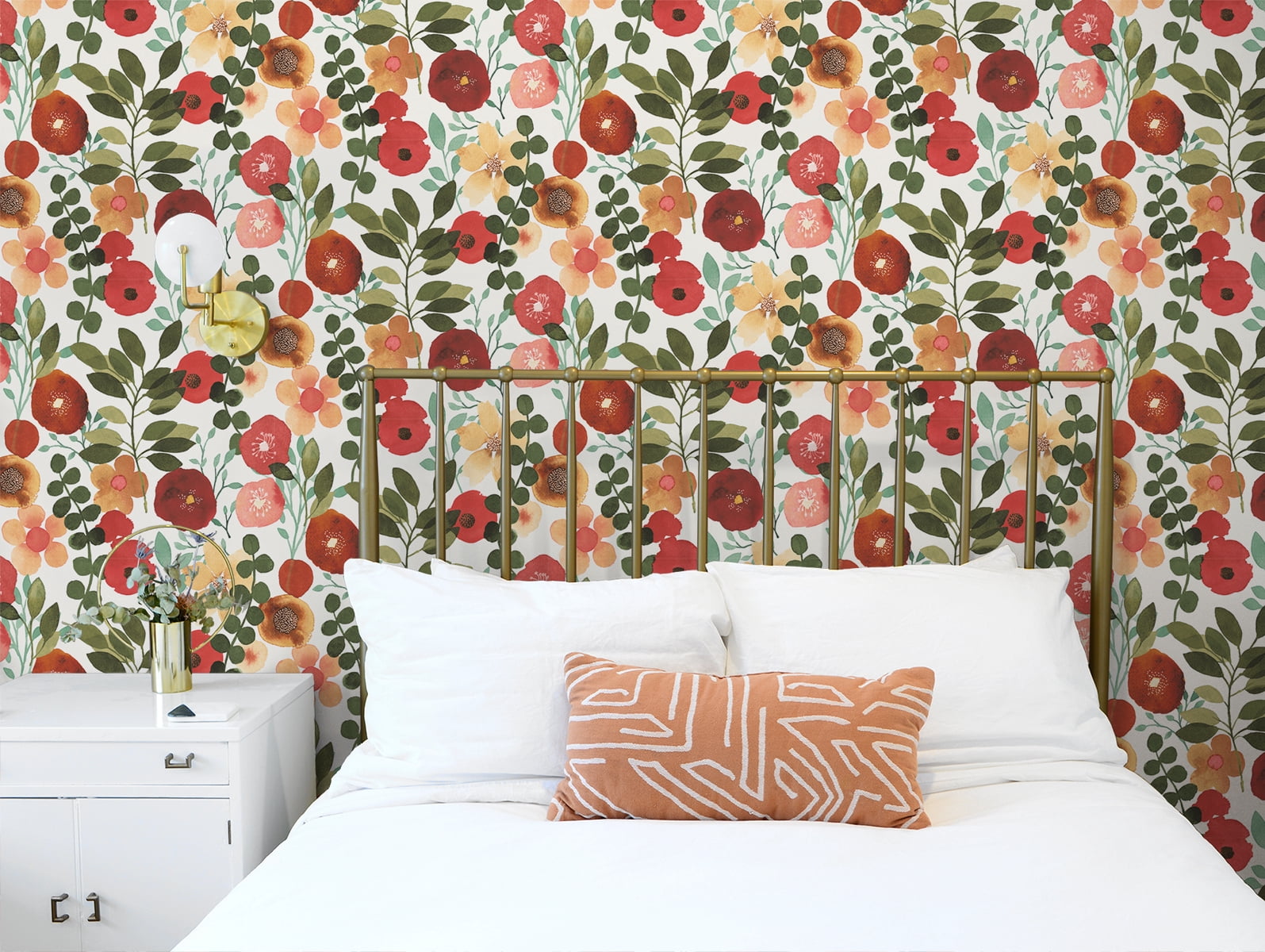 NextWall Ruby & Hunter Green Garden Dance Peel and Stick Wallpaper