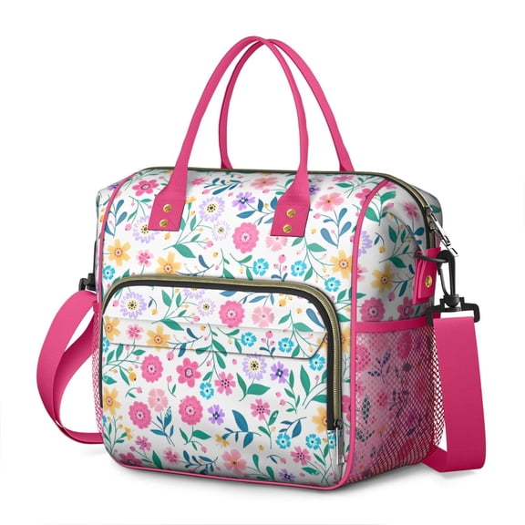 Pioneer Flower Floral Print Pattern Womens Lunch Box for Work,Insulated Large Lunch Bag for Tween and Teen,Loncheras Para Mujer,Leakproof Adult Lunch Bag for Work,Beach,Travel,Picnic,Camping
