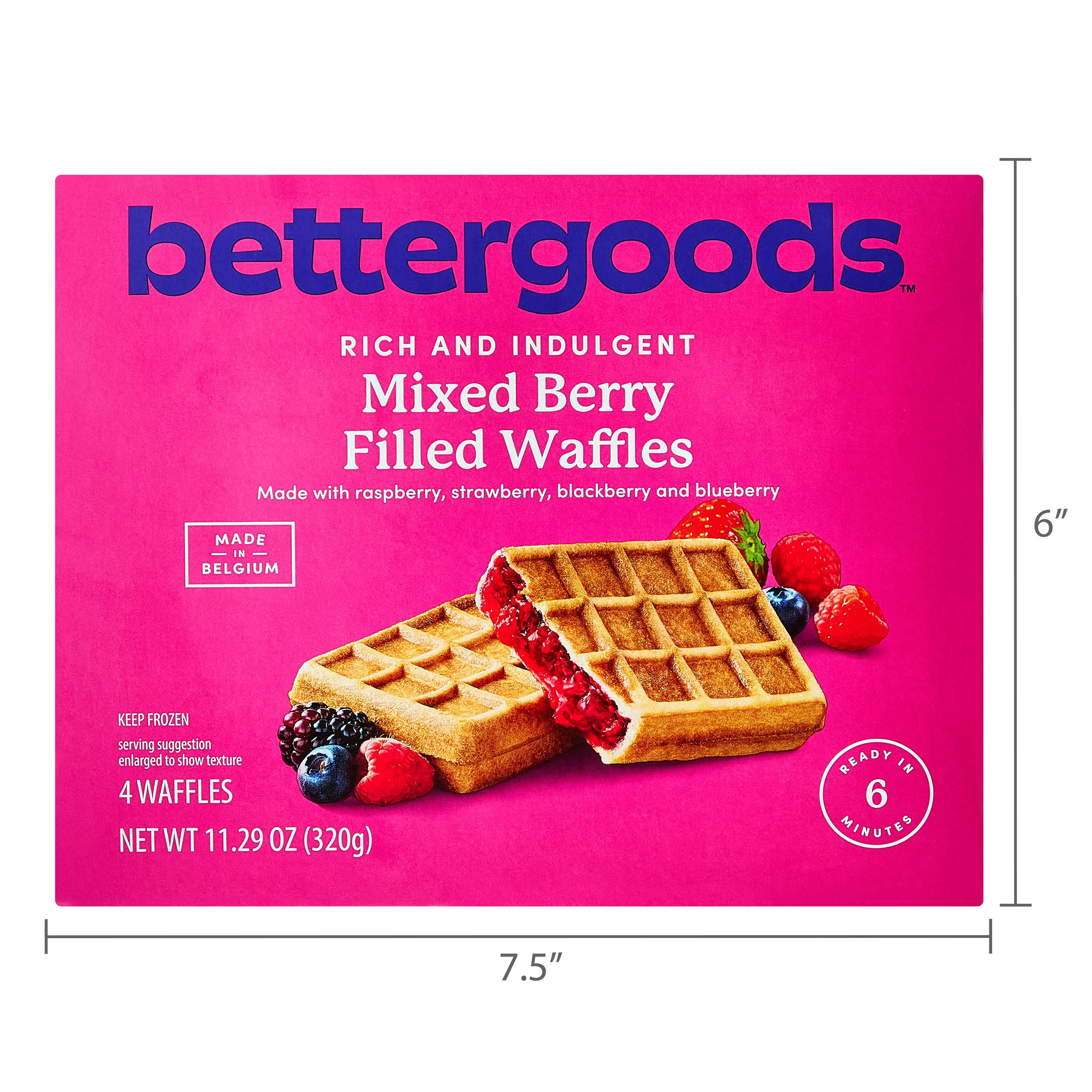 bettergoods Rich and Indulgent Mixed Berry Filled Waffles, 11.29 oz (Frozen)