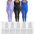 thumbnail image 2 of Combinaison Skinny Femme Polyester Col Carré Multicolore Manches Longues Solide pour Sport Yoga, 2 of 4