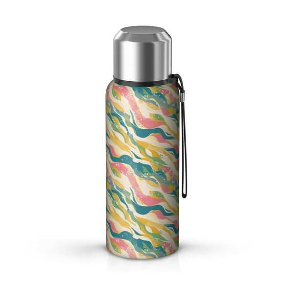 Design Pattern 20oz Stainless Steel Thermal Bottle with Tea Filter and Cup Lid, Vacuum Insulated Coffee Mug with 316L Inner Liner, Leakproof Travel Thermos for Office, Commute & Outdoor