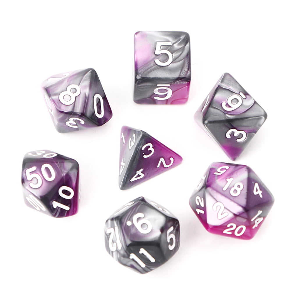 7 X Acrylic Polyhedral D4-D20 Dice For TRPG Board Game Set Entertainment Toy 