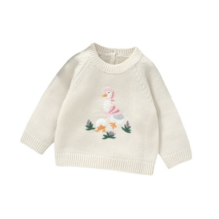 

8QIDA Girls Sweaters Size 8 Baby Girl Boy Knit Sweater Blouse Pullover Sweatshirt Warm Crewneck Long Sleeve Tops for Toddler Children Pullover 2-3 Years