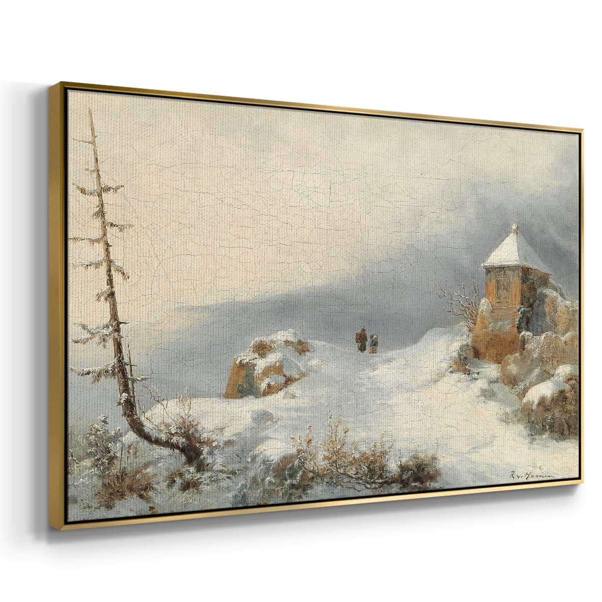 Vintage Landscape-CDIII By Wexford Home Framed in Gold Wood Gallery Wrapped Canvas 25 in. x 37 in.
