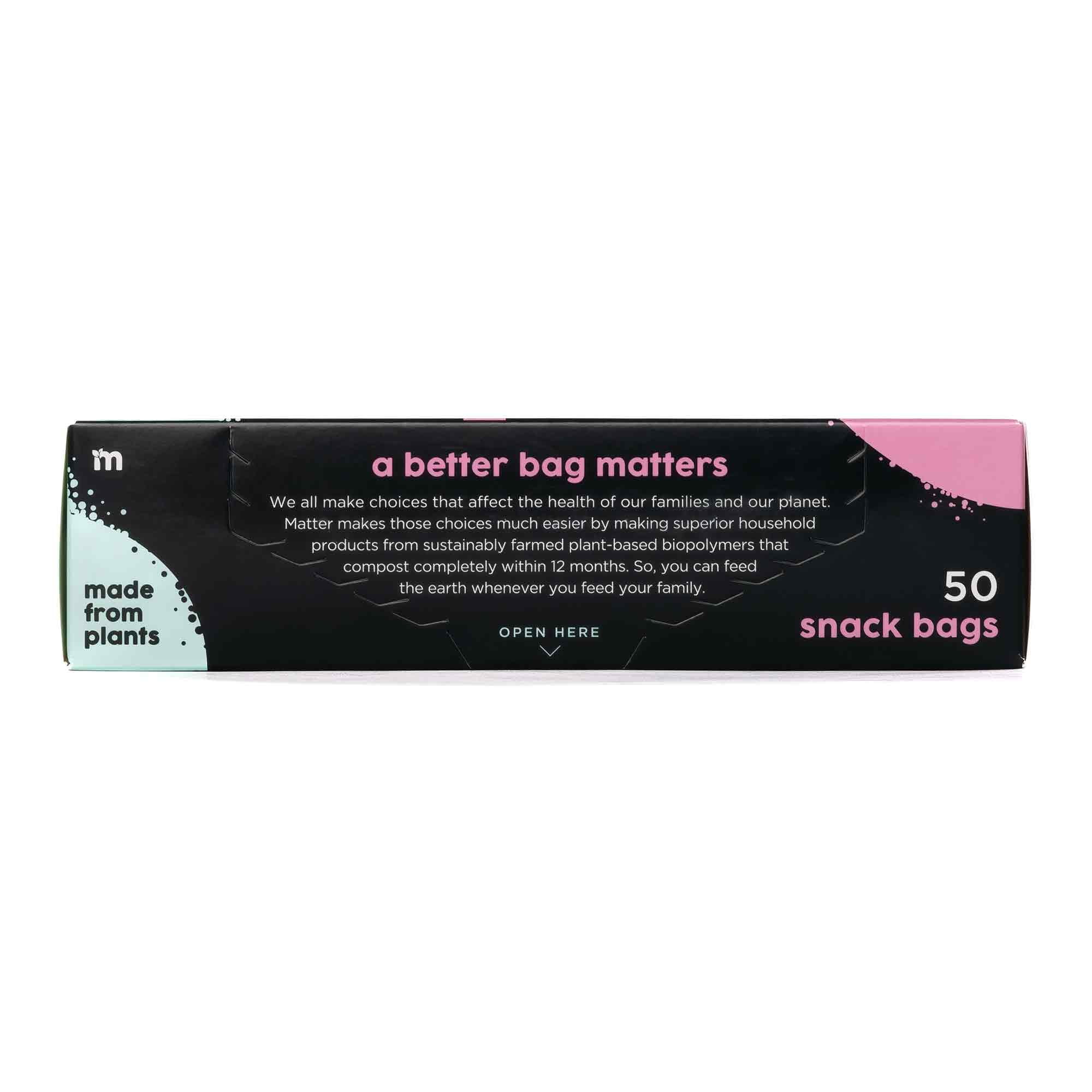 Matter Compostable Snack Size Food Storage Bags, 50 Count