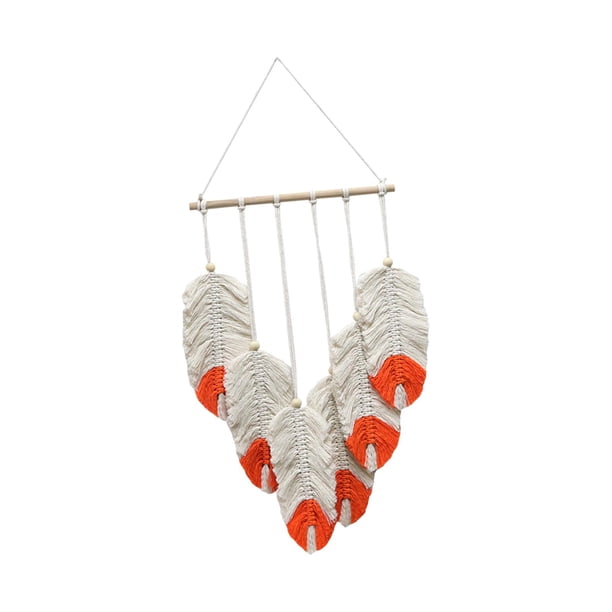 Tapiz colgante de pared, borlas boho colgantes de pared, decoración moderna y bohemia, decoración boho, decoración de pared de tapiz tejido para el te naranja Macarena tapiz tejido