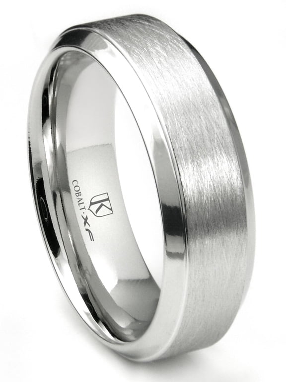 Cobalt Xf Chrome 8MM Italian Di Seta Finish Raised Center Wedding Band Ring Sz 12.0