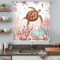 thumbnail image 5 of Brown Turtle Coastal Sheer Curtains 45 Inches Long, Summer Beach Nautical Coral Shells Ocean Light Filering Curtains, Breathable Simi Curtain Privacy Drapes for Kitchen Bathroom Window Treatment, 5 of 9