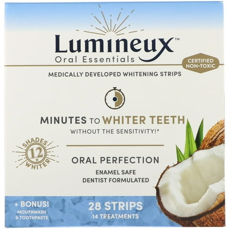 Lumineux Oral Essentials  Whitening Strips  28 Strips   Bonus Mouthwash   Toothpaste  28