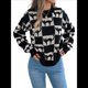 thumbnail image 2 of Suéter de Larga con Cuello Redondo para Mujer, Suéter Holgado de Punto, Tendencia de Otoño e Invierno, Tops Casuales de Moda. Negro S, 2 of 10