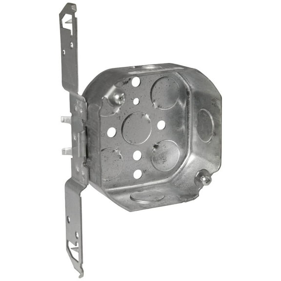 Thomas & Betts Octagon Electrical Box With Bracket 54151-F - Steel, 4 In. x 4 In., Silver