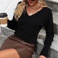 thumbnail image 6 of UTSJKR Women's Fall Sweaters Deals Classic Solid Crew Neck Tunic Pullover Tops Lightweight Knit Jumper Shirts Casual Loose Fit Long Sleeve Sweaters 2024 Fashion Clothing Black S, 6 of 9