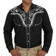 thumbnail image 4 of Mens Shirts Western Cowboy Long Sleeve Embroidered Slim Fit Button Down Pockets Mens Shirts,Black,2XL, 4 of 4