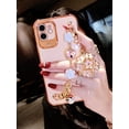 thumbnail image 2 of Fundas de teléfono con colgante de flores para IPhone 14 Pro Max, 13, 12, 11, XS, XR, X, pulsera de GEMA de Camelia brillante, fundas de protección de cámara Fivean unisex, 2 of 2