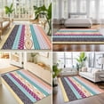 thumbnail image 4 of Area Rugs 4'x6'. Bohemia Ethnic Carpet Runner Indoor Outdoor Rugs Home Decor Aesthetic, Boho Tribal Teal Orange Purple Stripes Leaves Non Slip Mats Washable Accent Rug for Living Room Bedroom, 4 of 8