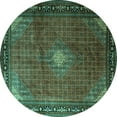 thumbnail image 1 of Ahgly Company Machine Washable Indoor Round Medallion Turquoise Blue Traditional Area Rugs, 7' Round, 1 of 4