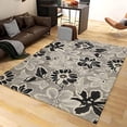thumbnail image 2 of Simple Beige Black Watercolor Floral Area Rug 4x5ft Abstract Art Distressed Bohemian Rugs Non-Slip Easy to Clean Farmhouse Carpet for Bedroom Living Room Dorm Indoor Entryway Mat, 2 of 6