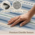 thumbnail image 6 of ODIKA 5'x7' Blue Beige Geometric Striped Elegance Washable Area Rug Modern Checkered Pattern with Diamond Accents Non-Slip, Chair-Friendly for Dining Room, Under Table, Home Office, 6 of 7