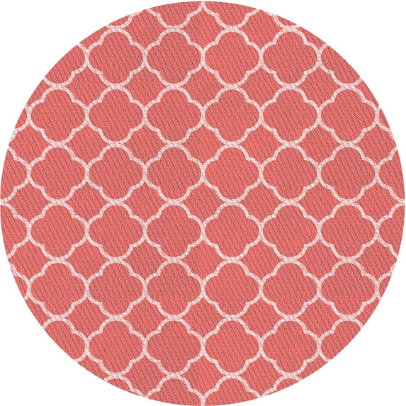 Ahgly Company Indoor Round Patterned Fire Engine Red Area Rugs, 4' Round