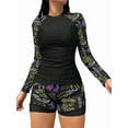 thumbnail image 2 of Women'S Long Sleeves Rash Guard - 2 Piece Swimsuits with Built in Bra Swim Shirt and Shorts  Green XL, 2 of 8