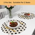 thumbnail image 5 of Wave Point Black Round 15 Inch Placemats Set of 2, Modern Minimalist Geometric on Linen HeatResistant Non Slip Place Mats for Dining Table, Wipeable Braided Kitchen Table Mats for Housewarming, 5 of 9