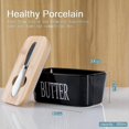 thumbnail image 2 of Porcelain Butter Dish With Bamboo Lid - Covered Butter Keeper With Butter Knife, Airtight Butter Container, 2 of 5