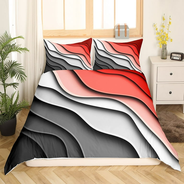 YST Beach Theme Bedding Sets Full Abstract Comforter Cover, Colorful  Stripes Bed Set Grey Blue Gradient Duvet Cover, Modern Minimalism Quilt  Cover Psychedelic Aesthetic Room Decor 