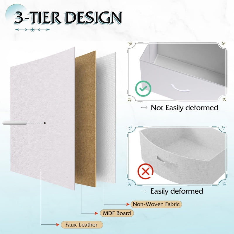 Kelno 12 Drawer Fabric Dresser Storage Tower Sturdy Steel Frame Wood Top Organizer, White