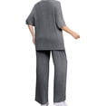 thumbnail image 5 of Plus Size Women 2 Piece Solid Casual Sets Short Sleeve Tops and Wide Leg Pants Outfit, 5 of 6