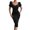 Black, variant on HAJGJP Evening Party Dresses for Women Spring And Summer Solid Color Waistband Sexy Low Neck Sleeve Velvet Wrap Dress