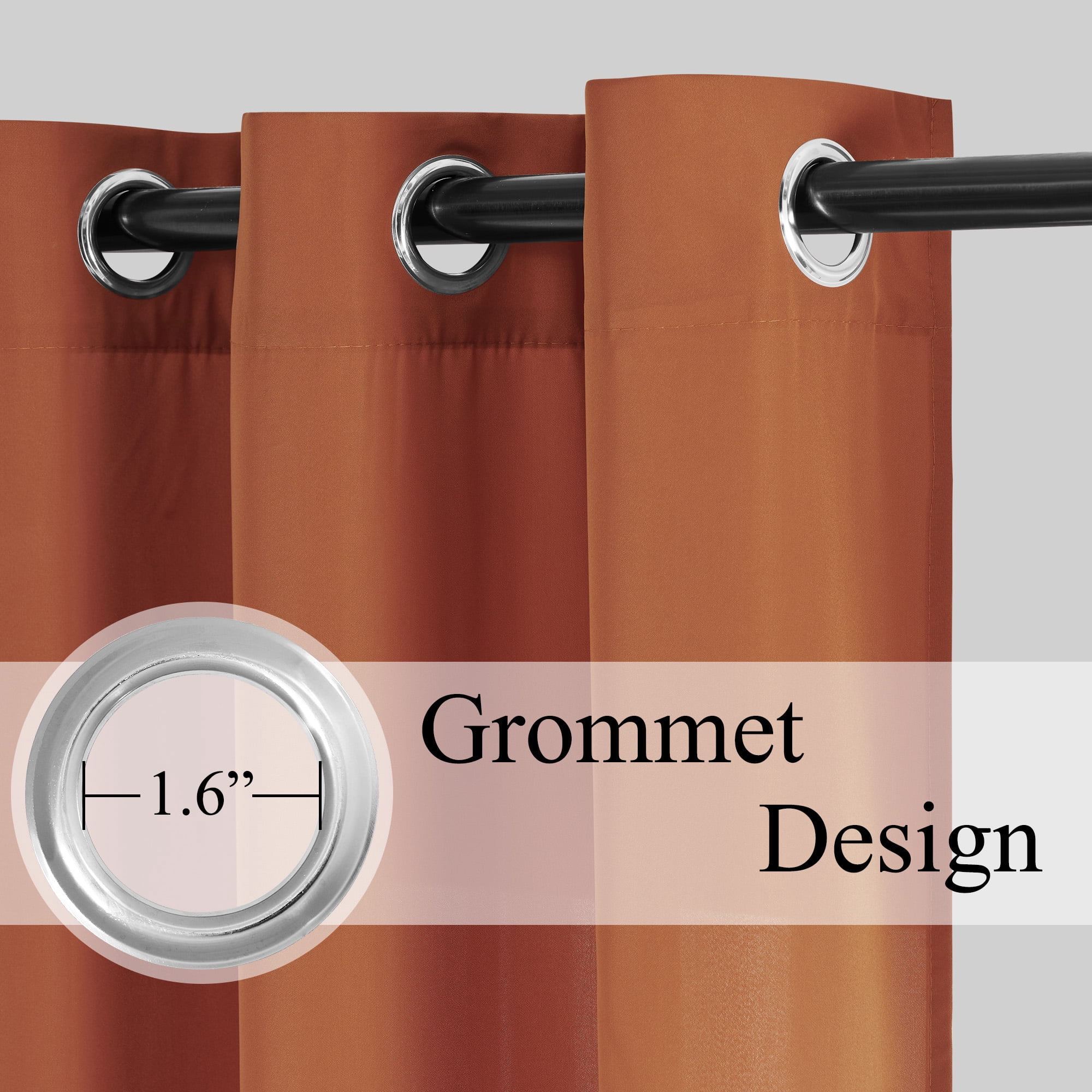 NICETOWN Burnt Orange Sheer Curtains for Bedroom, Non-See-Through Semi Sheer Curtain Light Filtering Grommet Window Curtains for Dining Room, 52"x102", Set of 2
