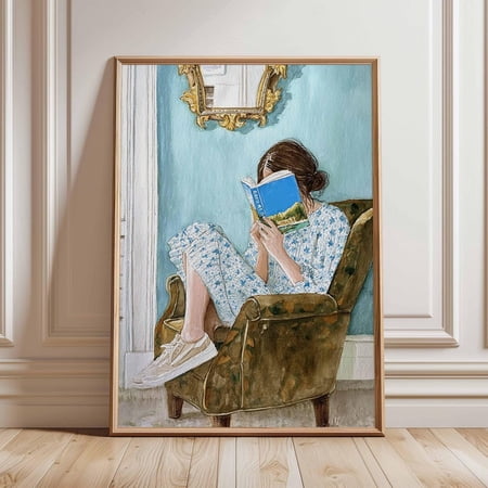 Reading Woman Wall Art Cozy Book Lover Print Literary Home Decor Relaxing Reading Nook Poster Modern Figurative Artwork