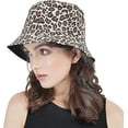 thumbnail image 2 of Reversibel Leopard Bucket Hat Bomull Fiskehatt Packable Cheetah Solhatt för Kvinnor och Män, 2 of 5