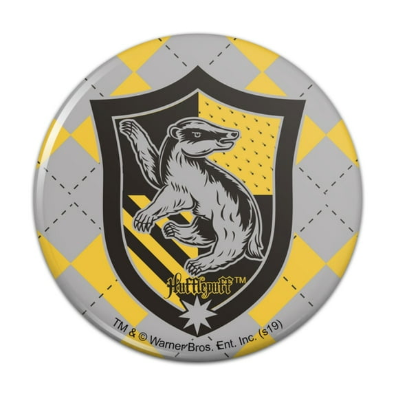 Harry Potter Hufflepuff Plaid Sigil Kitchen Refrigerator Locker Button Magnet