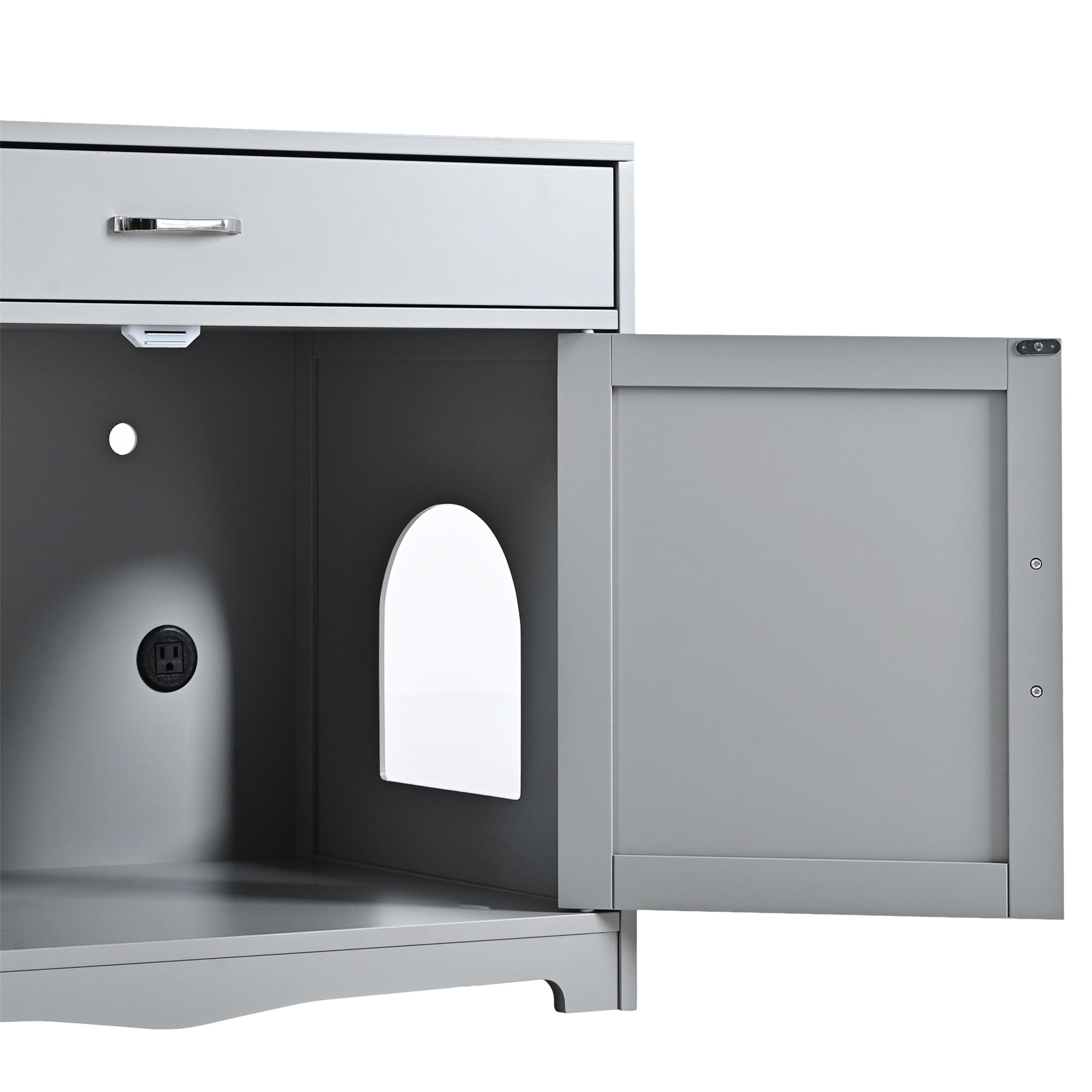 Pefilos 31" Cat Litter Box Enclosure, Hidden Cat Washroom Furniture with Divider, Large Wooden Pet House, Enough for Most of Orange Cat and Litter Box, Gray Pefilos 31" Cat Litter Box Enclosure, Hidden Cat Washroom Furniture with Divider, Large Wooden Pet House, Enough for Most of Orange Cat and Litter Box, Gray