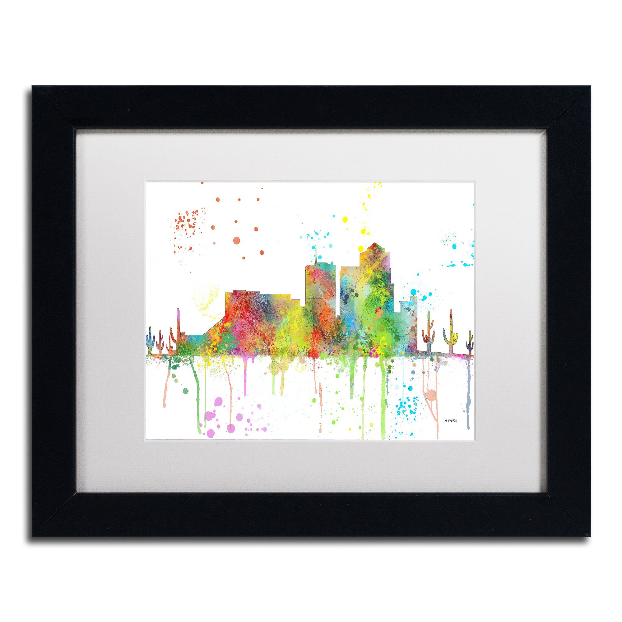 Trademark Fine Art "Tucson Arizona Skyline Mclr-1" Canvas Art by Marlene Watson, White Matte, Black Frame