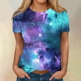 thumbnail image 4 of Texiao Women's 3D Galaxy Print T Shirts Glitter Shirts Blouse Fashionable Starry Summer Shirts Round Neck Short Sleeve Tops for Carnival Costumes, 4 of 6