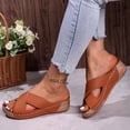 thumbnail image 2 of HNMKIU Women's Sandals Strap Solid Thick Soled On Style for Everyday Wear Retro Beach Slide Indoor Outdoor Footwear with Comfortable Cushioning Beach Shoes Brown,7, 2 of 8