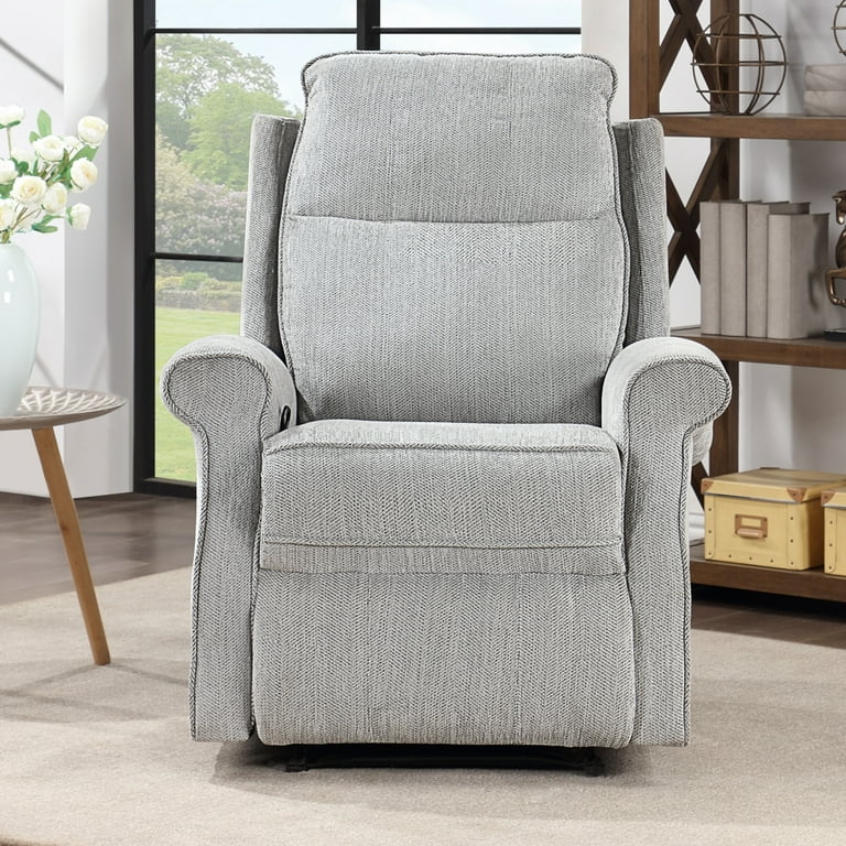 Manual Push Back Reclining Chair with 3 Positions Adjustable Backrest,Linen  Fabric Upholstered Lounge Chair with Padded Armrests & Seat Cushion,Single  Sofa Recliner Chair with Neck Support & Footrest 