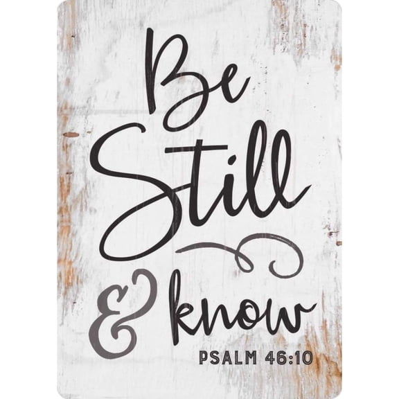 Be Still and Know Scripture Whitewashed Cream 3.5 x 2.5 Wood Refrigerator Magnet
