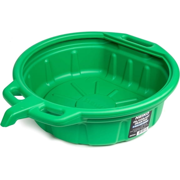 NEIKO 20761A Large Coolant/Oil Drain Pan, 4 Gallon (16L) Capacity, Antifreeze Green Plastic Anti Splash Oil Pan, Motor Oil Drip Catcher Pan, Non Spill Pour Spout, Oil Catch Pan for Changing Oil