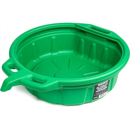 NEIKO 20761A Large Coolant/Oil Drain Pan, 4 Gallon (16L) Capacity, Antifreeze Green Plastic Anti Splash Oil Pan, Motor Oil Drip Catcher Pan, Non Spill Pour Spout, Oil Catch Pan for Changing Oil