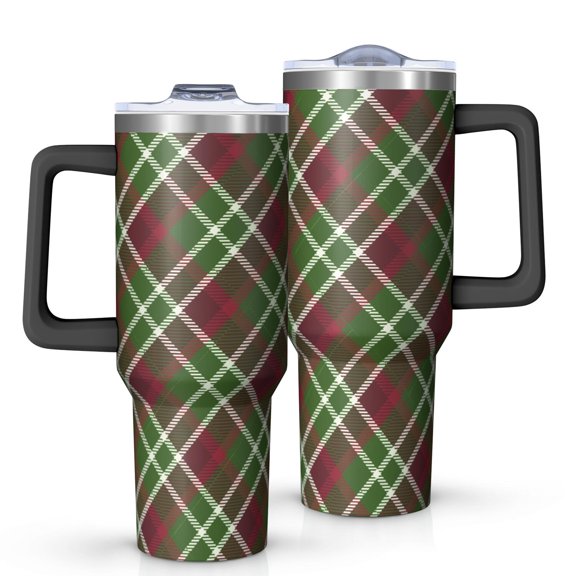 Christmas 40oz Tumbler– Stainless Steel Insulated Tumbler with Handle and Straw, Large Capacity Travel Cup for Hot & Cold Drinks