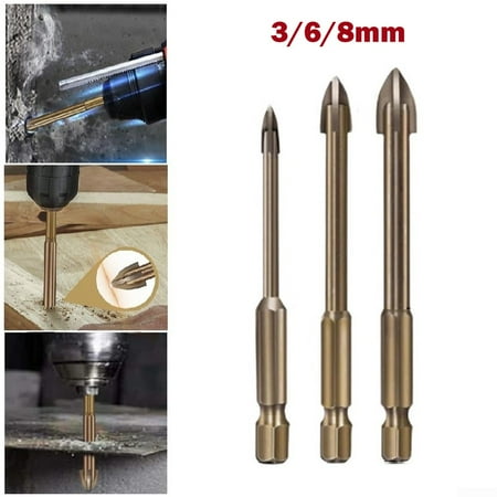 

3Pcs Efficient Universal Drilling Tool Multifunctional Cross Alloy Drill Bits